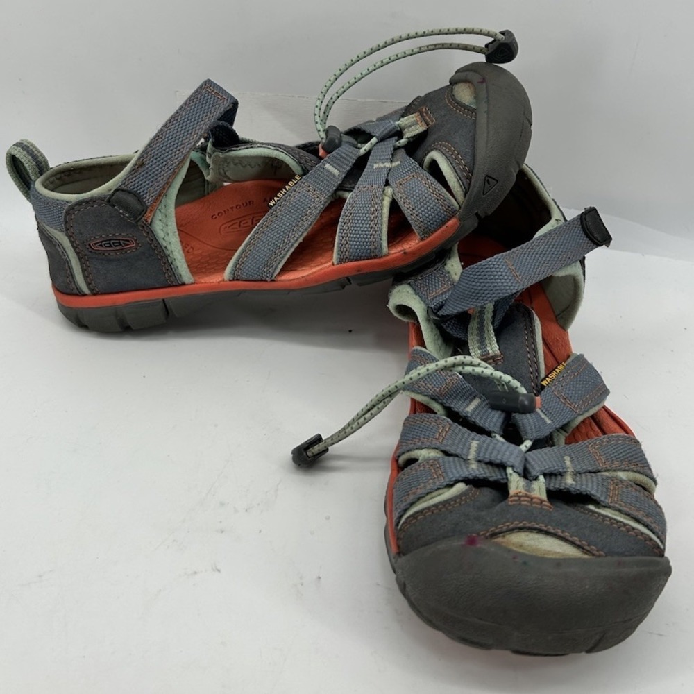 Keen Newport H2 Waterproof Hiking Sandals Gray With‎ Orange Kids Size 4